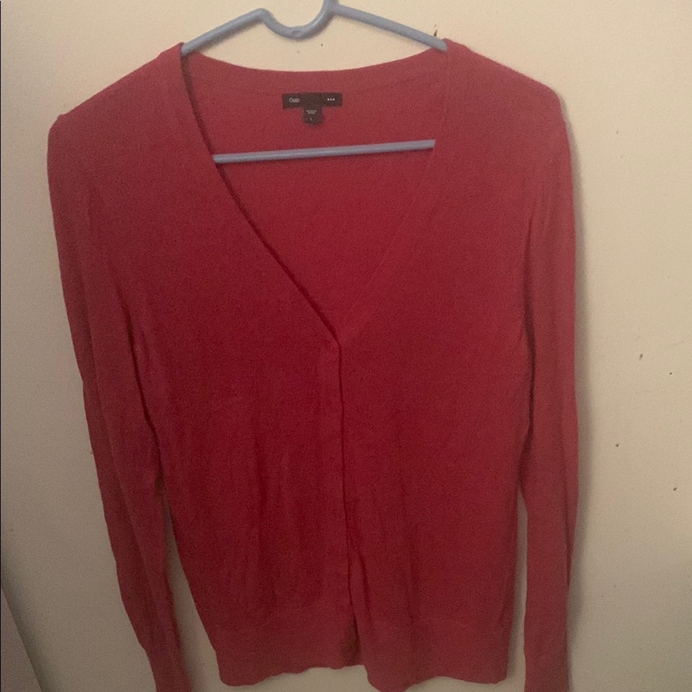 Stunning Dark Pink GAP V Neck Button Down Cardigan Sweater SZ Large 😍